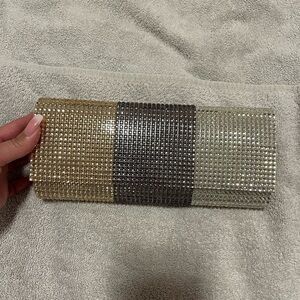 Aldo Gold, Silver, and Charcoal Crystal Clutch